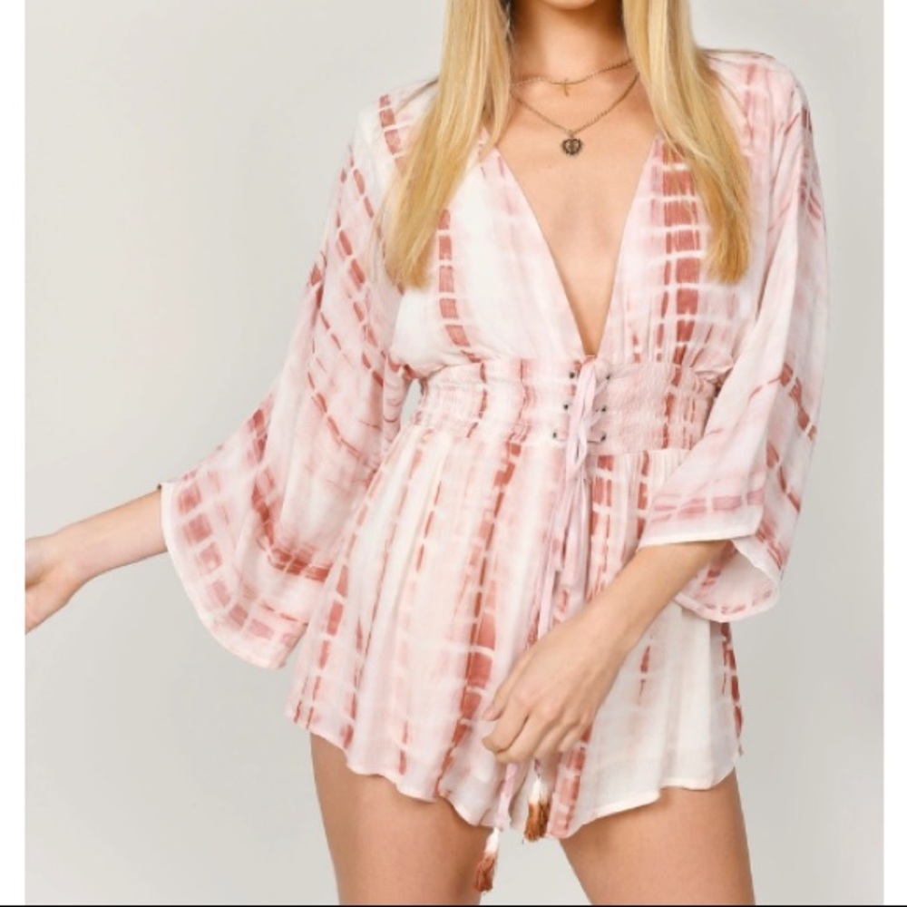 TOBI COSETTE RUST FRONT TIE TASSLE ROMPER size XS  TP - Picture 2 of 4